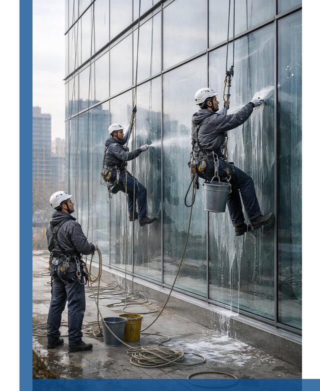 Промышленная мойка панорамных окон на высоте в Шахтах