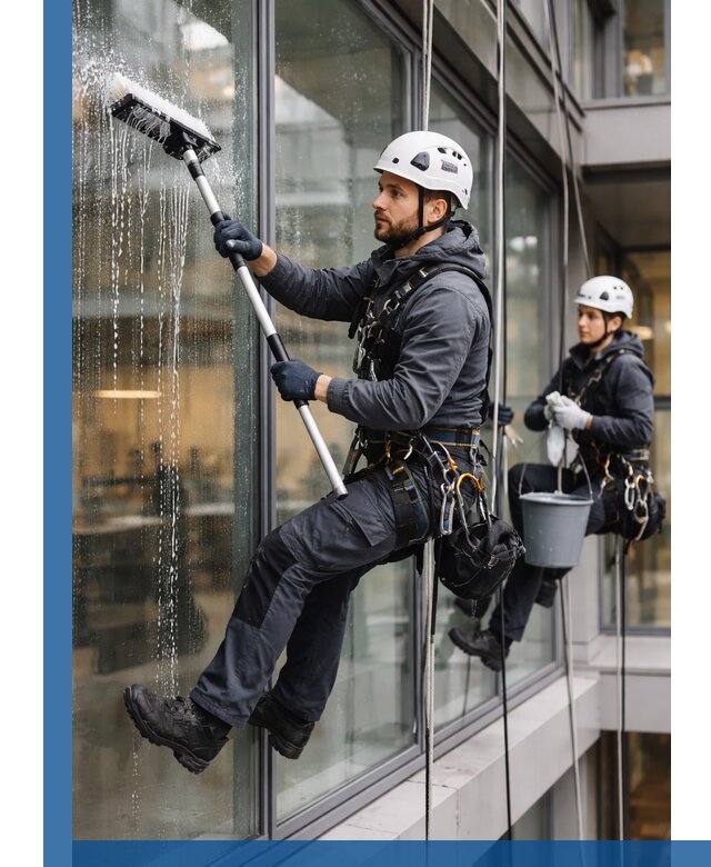 Профессиональная мойка витражей промышленными альпинистами в Шахтах
