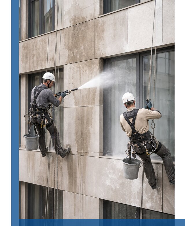 Послестроительная мойка фасада промышленным альпинизмом в Шахтах