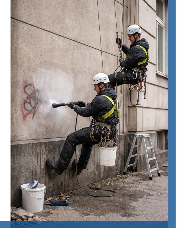 Удаление граффити с фасада в Шахтах от 4884 р. | ВЫСОТНИК-Шхт