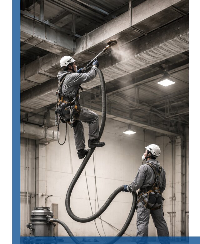 Обеспыливание потолочных конструкций в Шахтах промышленным альпинизмом