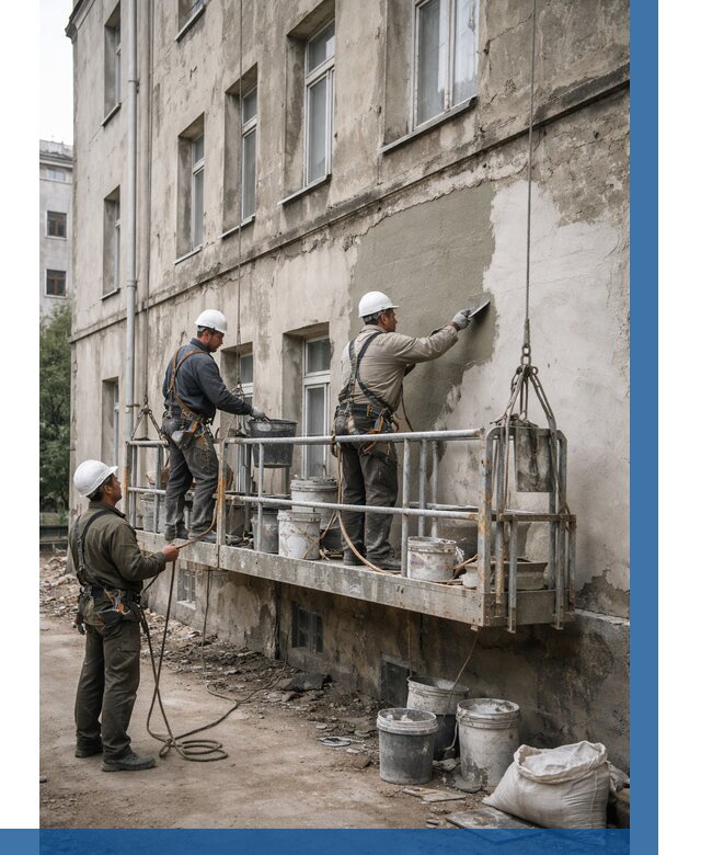 Капитальный ремонт фасада в Шахтах от 4558 р. | ВЫСОТНИК-Шхт