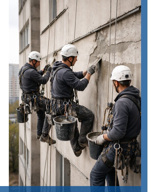 Ремонт бетонных элементов фасада в Шахтах от 2713 р. | ВЫСОТНИК-Шхт