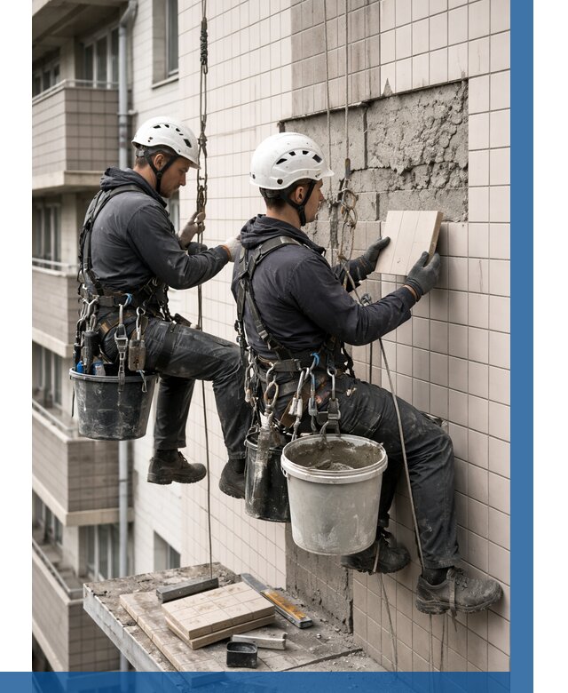 Ремонт облицовки фасада плиткой в Шахтах от 1954 р. | ВЫСОТНИК-Шхт