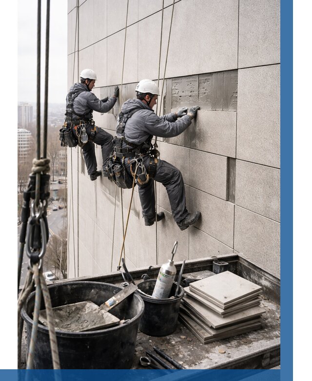 Ремонт фасада из керамогранита в Шахтах от 2713 р. | ВЫСОТНИК-Шхт