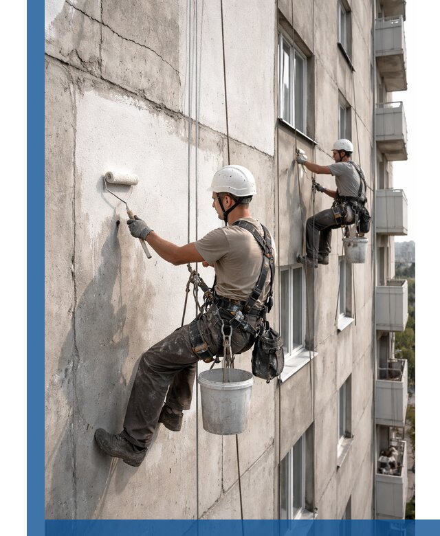 Покраска бетонного фасада в Шахтах для жилых и промышленных объектов