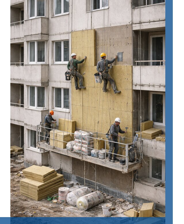 Утепление фасада минватой в Шахтах от 1628 р. | ВЫСОТНИК-Шхт