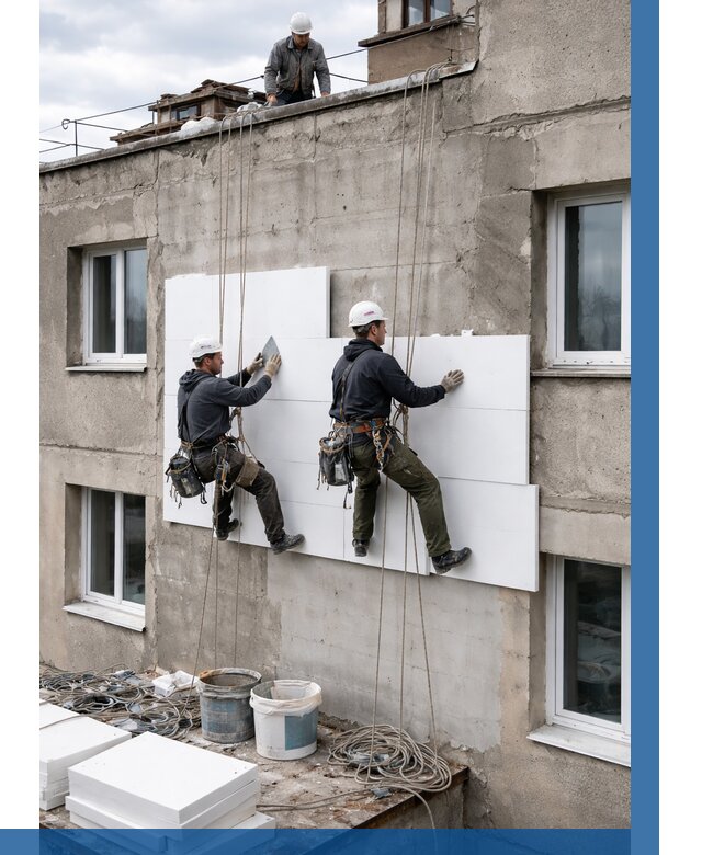 Утепление фасада пенополистиролом в Шахтах от 1954 р. | ВЫСОТНИК-Шхт