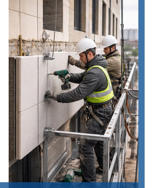 Монтаж фасадных термопанелей в Шахтах от 1628 р. | ВЫСОТНИК-Шхт