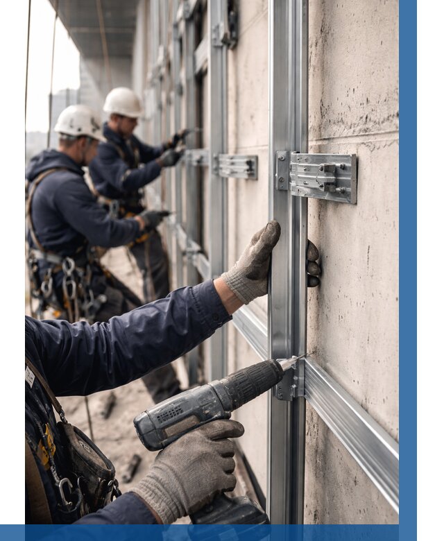 Монтаж подсистемы вентфасада в Шахтах от 923 р. | ВЫСОТНИК-Шхт