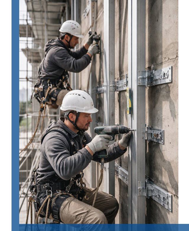 Монтаж и крепление подсистемы вентфасада в Шахтах