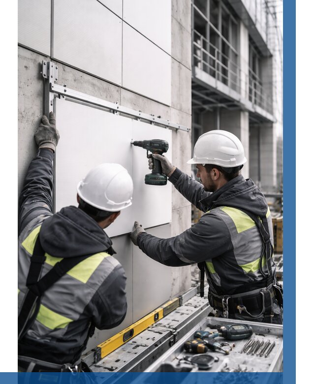 Монтаж композитных панелей фасада в Шахтах от 2713 р. | ВЫСОТНИК-Шхт