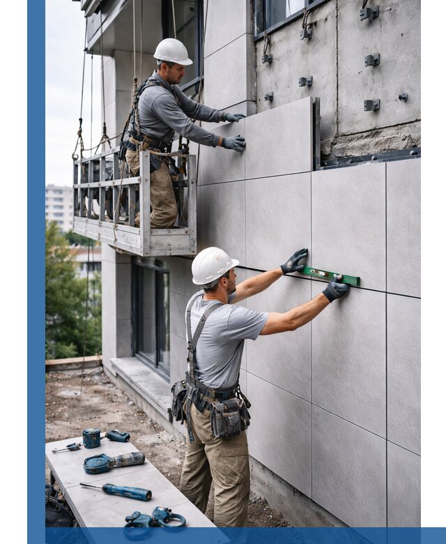 Монтаж керамогранита на фасад в Шахтах под ключ с гарантией качества