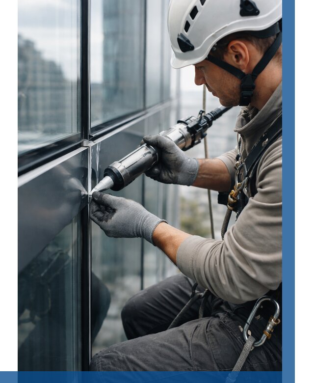 Герметизация стыков витража в Шахтах от 1302 р. | ВЫСОТНИК-Шхт