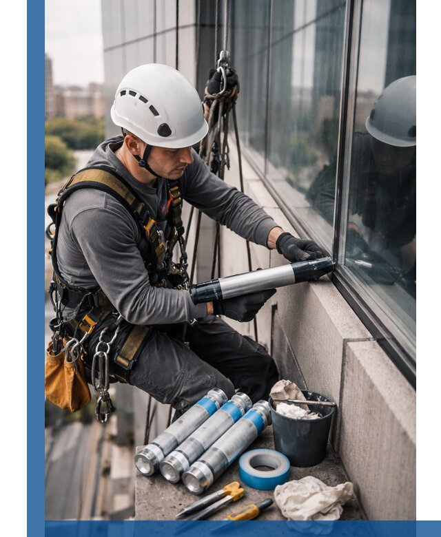 Герметизация стыков витража в Шахтах для герметичных фасадов