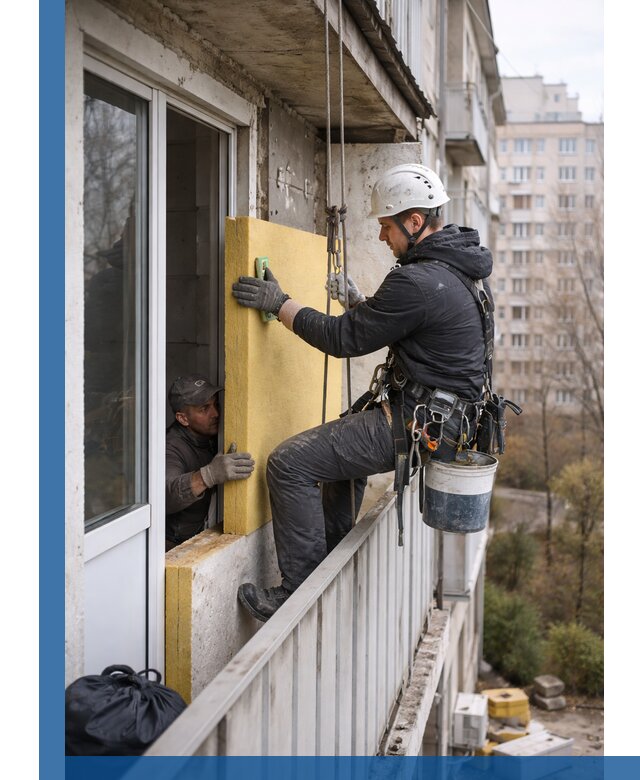 Профессиональное утепление балкона снаружи в Шахтах под ключ
