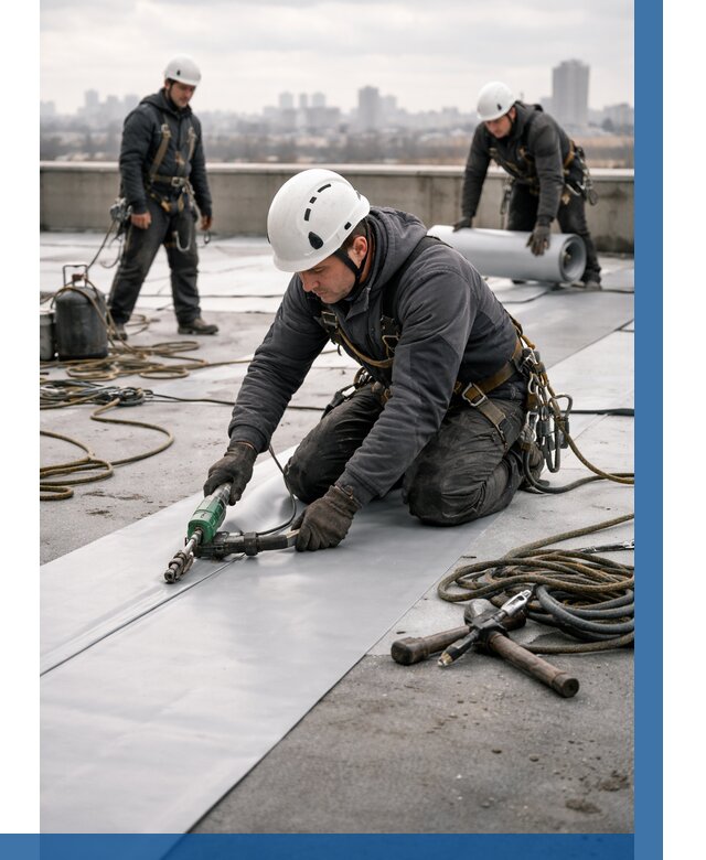 Ремонт мембранной кровли в Шахтах от 1954 р./м2 | ВЫСОТНИК-Шхт