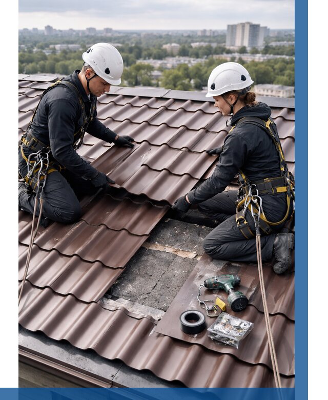 Ремонт металлочерепицы на крыше в Шахтах от 977 р. | ВЫСОТНИК-Шхт