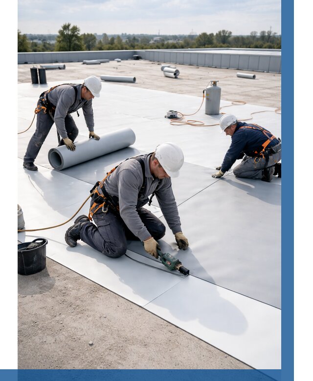 Монтаж мембранной кровли под ключ в Шахтах от 1302 р. | ВЫСОТНИК-Шхт