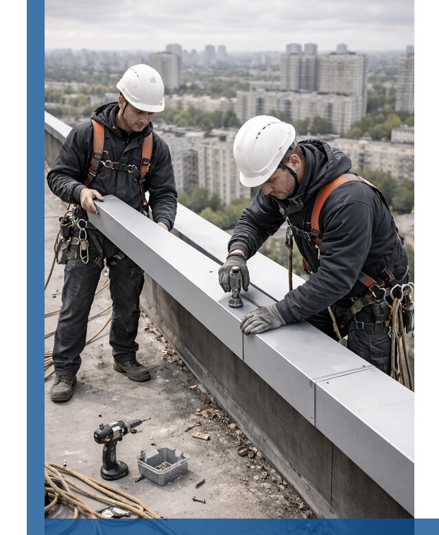 Монтаж парапетных крышек и ограждений кровли в Шахтах