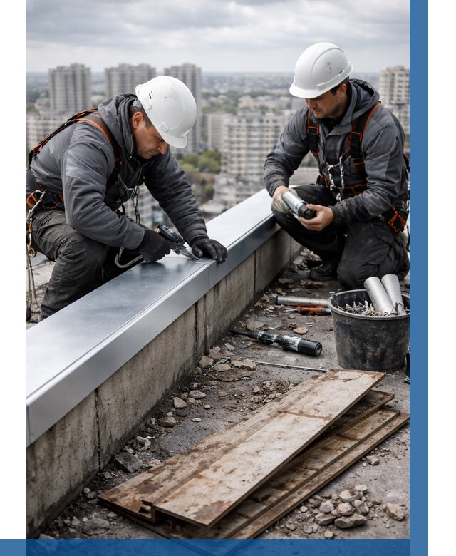 Замена парапетных крышек под ключ в Шахтах от 1302 р. | ВЫСОТНИК-Шхт