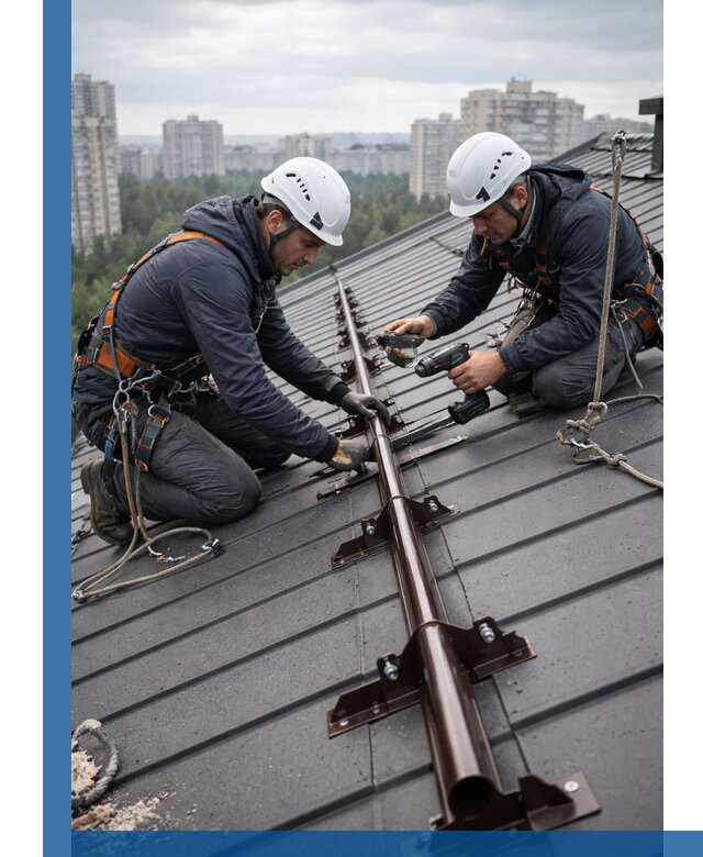 Монтаж снегозадержателей на кровле зданий в Шахтах под ключ