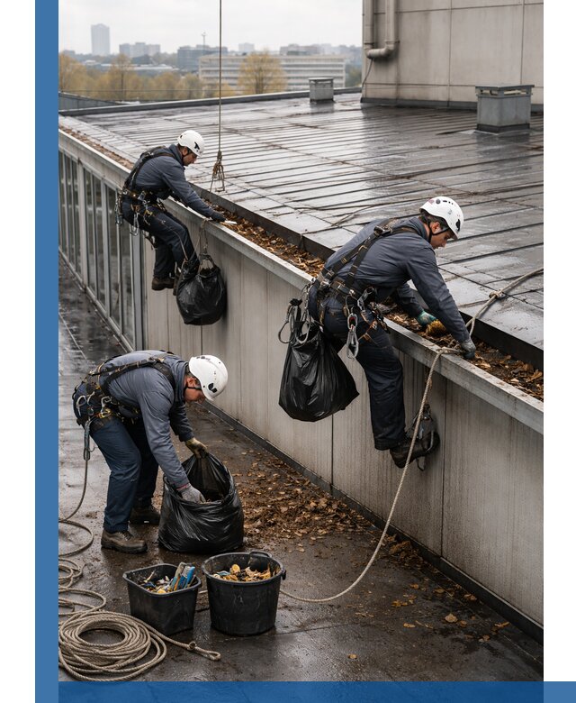 Очистка кровли по периметру в Шахтах силами промышленных альпинистов