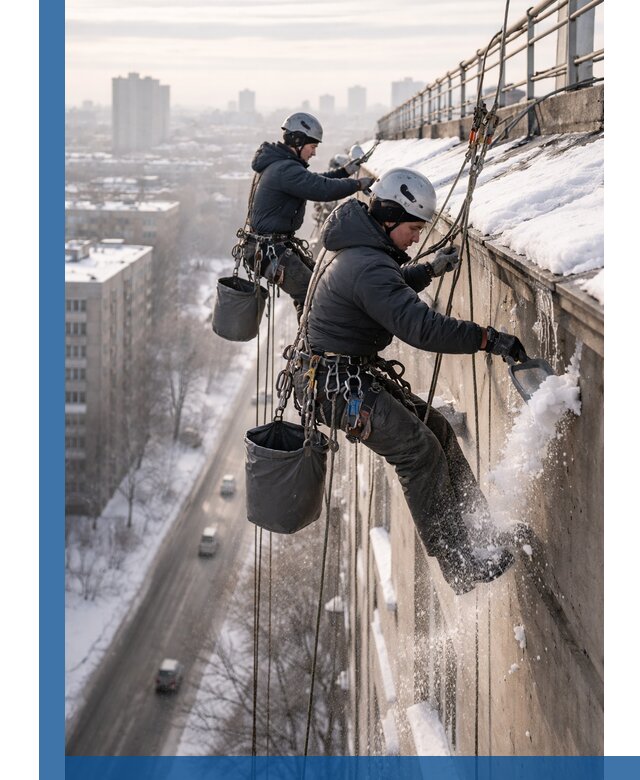 Очистка карнизов от снега в Шахтах профессионально и безопасно