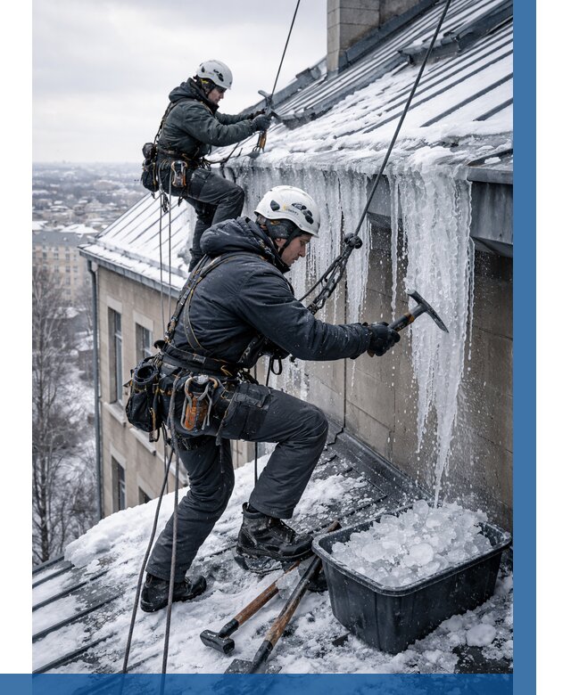 Удаление наледи с кровли в Шахтах от 5969 р. | ВЫСОТНИК-Шхт