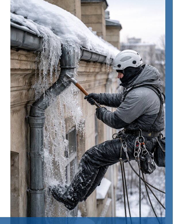 Очистка водостоков от льда в Шахтах от 3799 р. | ВЫСОТНИК-Шхт