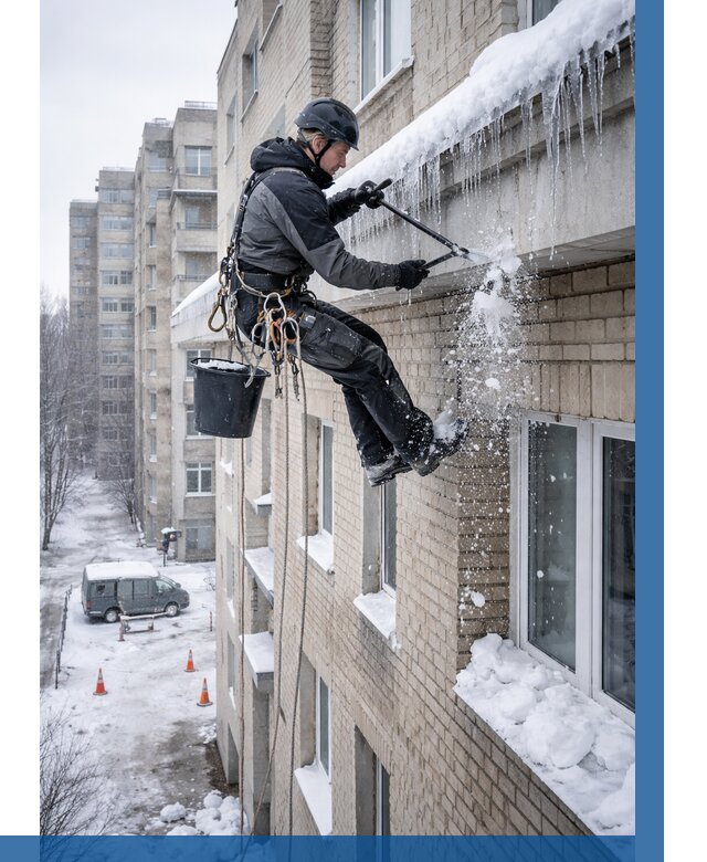 Удаление наледи с карнизов в Шахтах от 380 р. | ВЫСОТНИК-Шхт