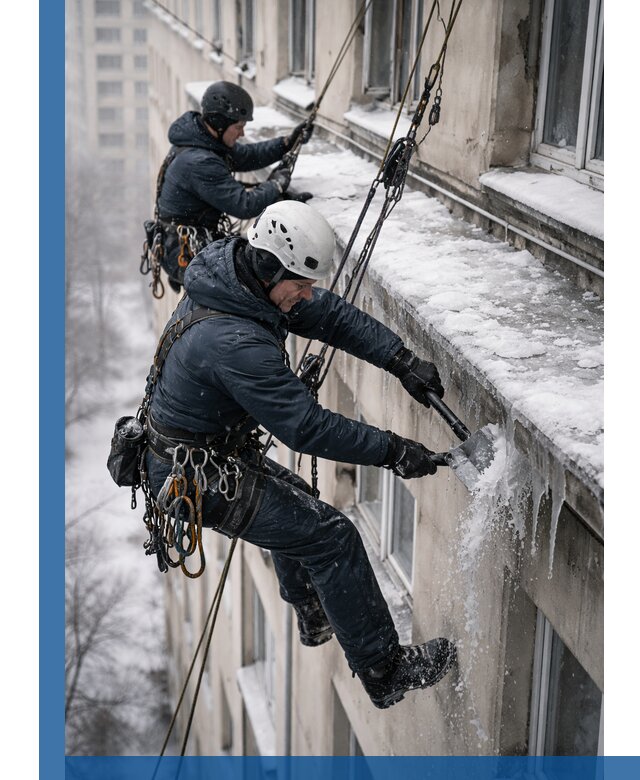 Удаление наледи и сосулек с карнизов в Шахтах профессионально
