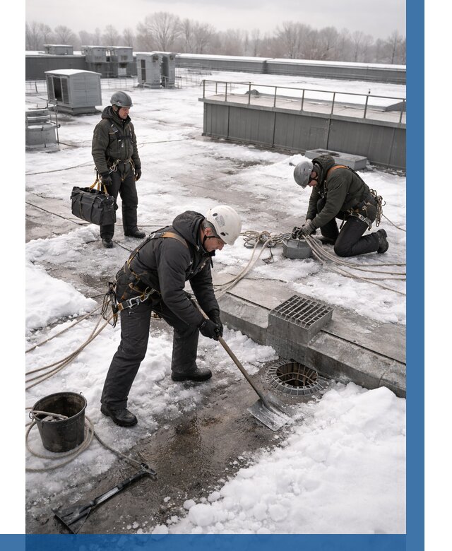 Абонентское обслуживание кровли зимой в Шахтах от 8682 р. | ВЫСОТНИК-Шхт