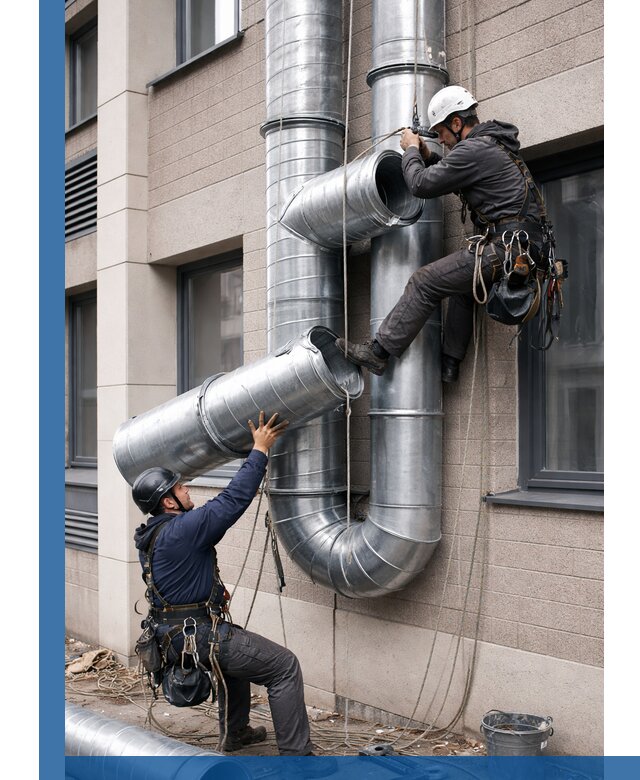 Монтаж фасадных воздуховодов в Шахтах с герметизацией и крепежом