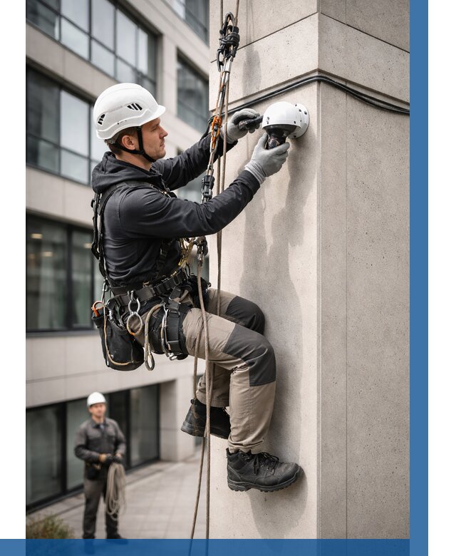 Монтаж камер видеонаблюдения на фасаде в Шахтах от 9225 р.-ВЫСОТНИК-Шхт