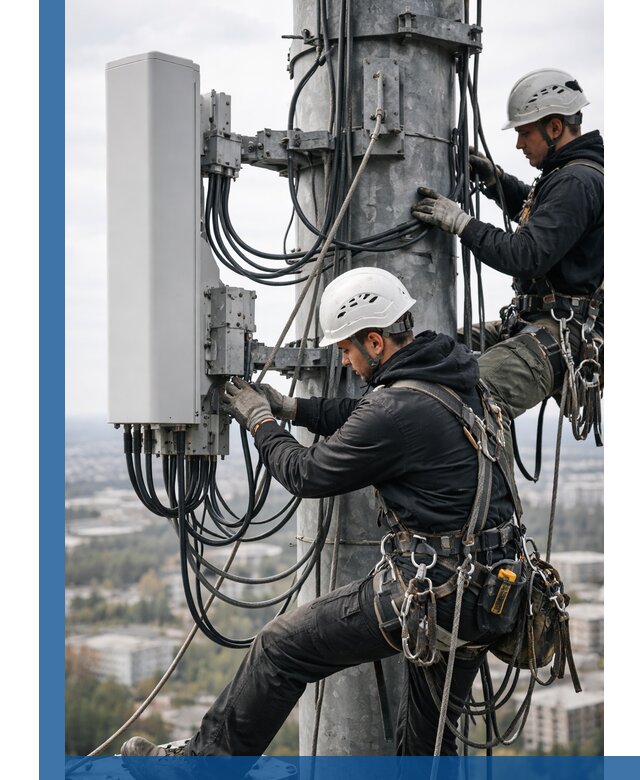 Монтаж оборудования связи на мачте в Шахтах с пусконаладкой