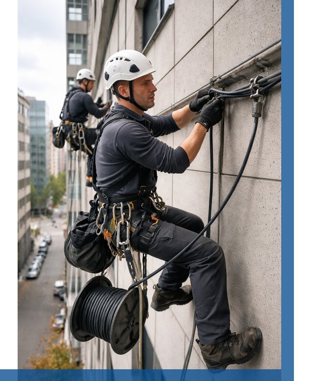 Прокладка кабеля по фасаду в Шахтах от 380 р. | ВЫСОТНИК-Шхт