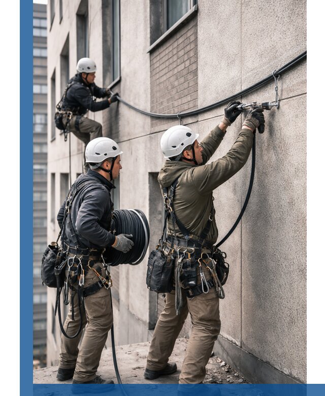 Прокладка кабеля по фасаду в Шахтах, профессиональный монтаж