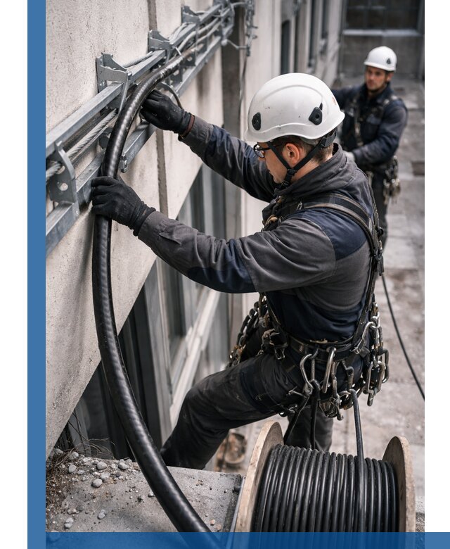 Протяжка кабеля питания на высоте в Шахтах с гарантией безопасности и качества