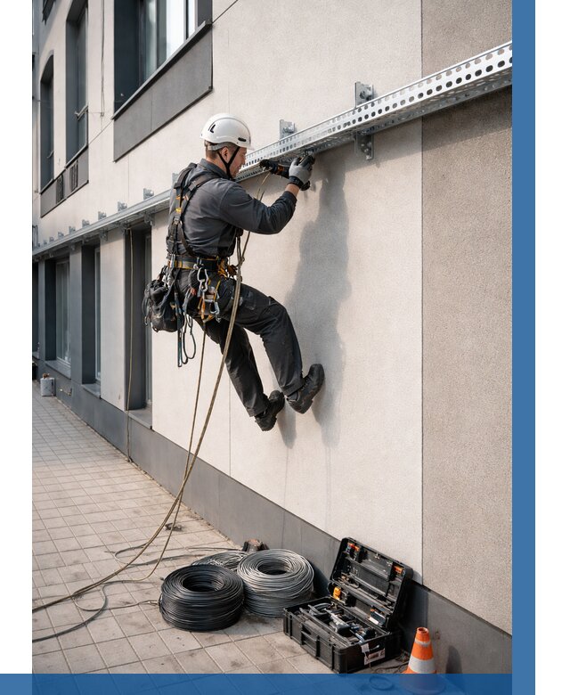 Монтаж кабельных лотков на фасаде в Шахтах от 1302 р. | ВЫСОТНИК-Шхт