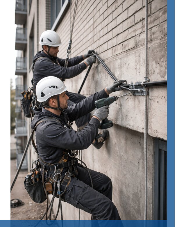 Крепление кабеля на фасаде в Шахтах от 380 р. | ВЫСОТНИК-Шхт