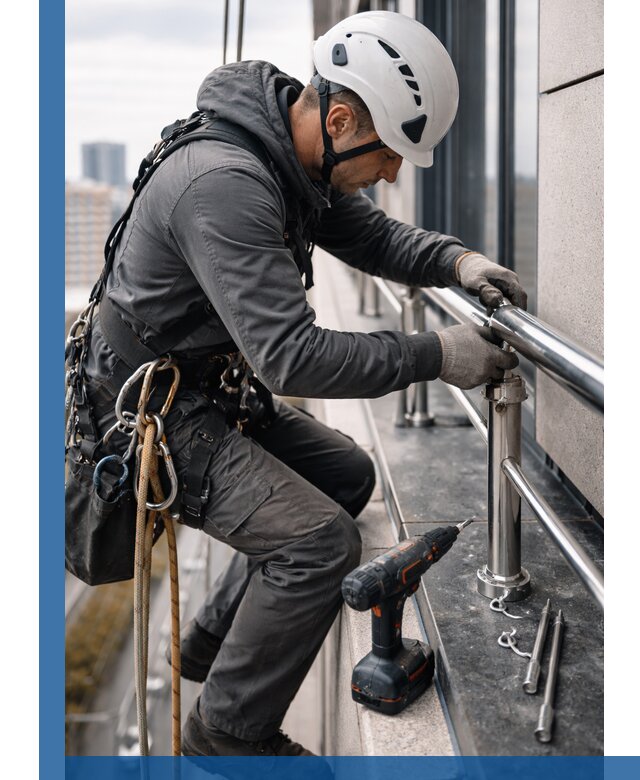 Монтаж ограждений на высоте в Шахтах для зданий и конструкций