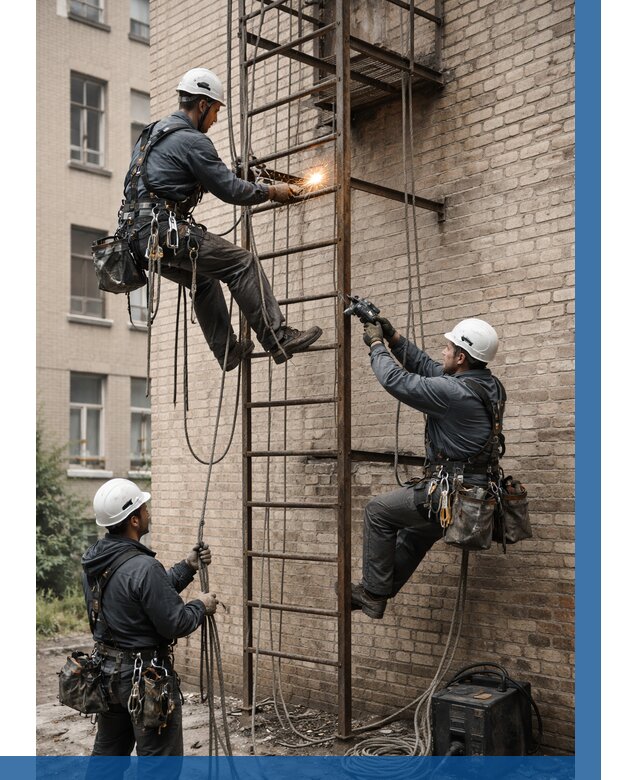 Ремонт пожарной лестницы в Шахтах от 8140 р. | ВЫСОТНИК-Шхт