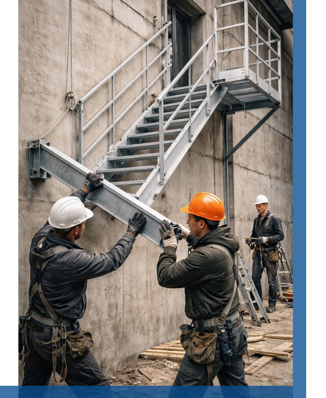 Монтаж металлических лестниц в Шахтах от 16280 р. | ВЫСОТНИК-Шхт