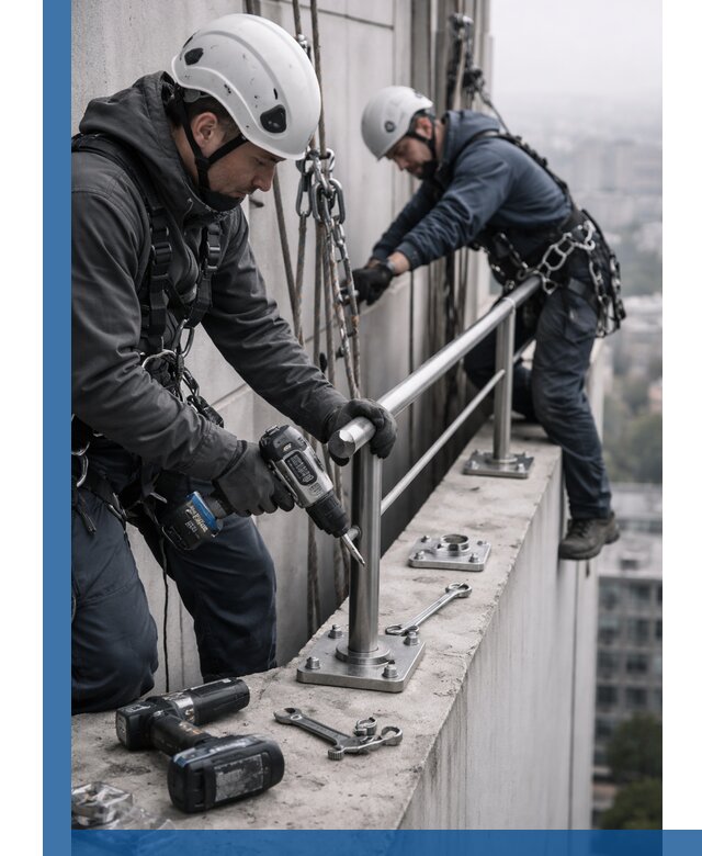 Монтаж перил на высоте в Шахтах для жилых и промобъектов