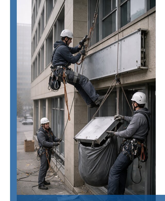 Демонтаж рекламной вывески с высотными работами в Шахтах