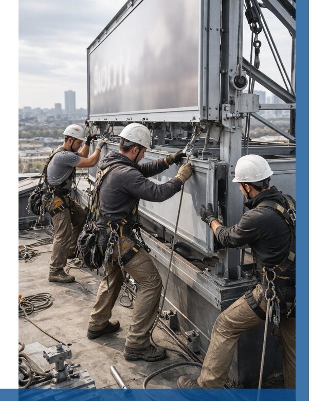 Монтаж крышной рекламной конструкции в Шахтах от 65118 р.|ВЫСОТНИК-Шхт