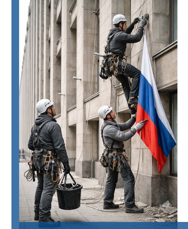 Профессиональная установка флагов на фасаде в Шахтах