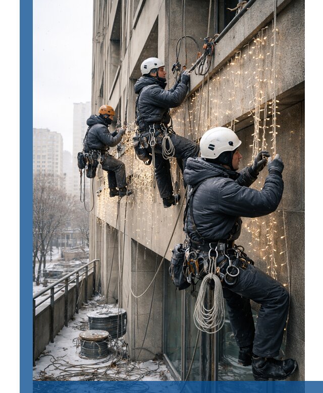 Монтаж новогодней иллюминации и украшение фасадов в Шахтах