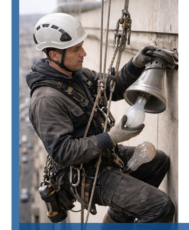 Замена ламп на высоте в Шахтах профессионально и быстро